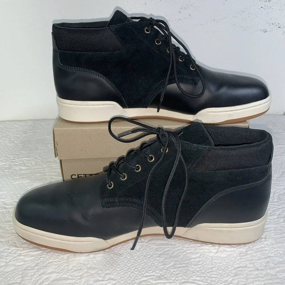 Polo Ralph Lauren Shrunken Sneaker Boot Black Waterproof Leather Shoes Mens 13